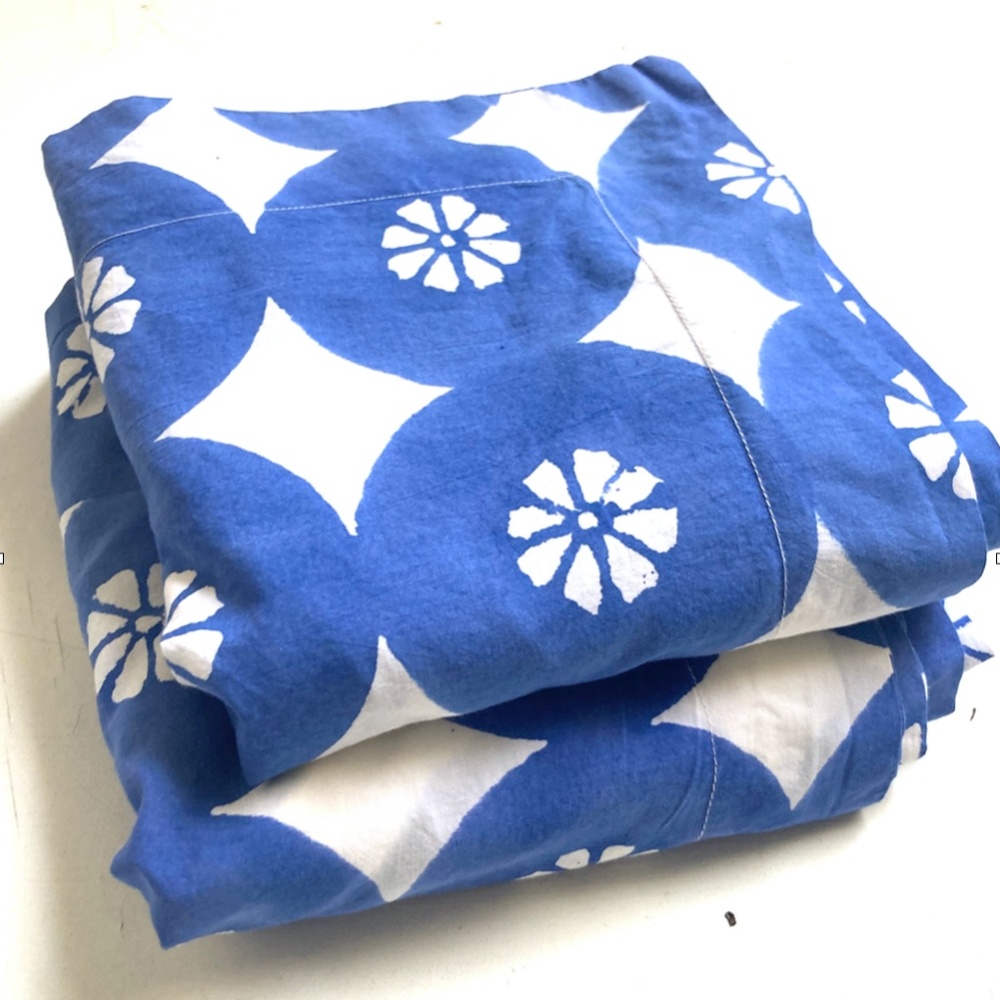 Roberta Roller Rabbit Blue and White Geometric Floral Pillow Cover